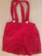 spodenki welurowe czerwone na szelkach szer.32 cm, z szelkami 50 cm