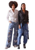 H-4 h4 black design bluzka kamizelka koszulka kardigan asymetryczna l xl xx