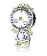 charms piękna i bestia trybik zegar emalia srebro