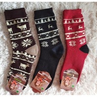 SKARPETY DŁUGIE NORWESKIE RENIFER RENIFERKI 3x święta gwiazda świąteczne