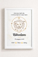 Personalizowana metryczka urodzeniowa - ZNAK ZODIAKU | ramka GRATIS