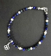 Srebrna bransoletka z naturalnych pereł i kamieni.