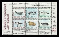 Grenlandia / Mini arkusz 211-216 ( Fauna - foki ) 1991 r. / czysty