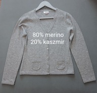 Heine sweter wełna merino merynos kaszmir kardigan nowy bez metki 36 S