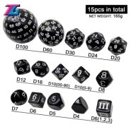 Zestaw Kości kostek 15 Sztuk Wielościennych RPG Dnd Warhammer