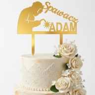 topper na tort dekoracja personalizacja wiek imię SPAWACZ!!!złote lustro