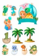 WYDRUK CUKROWY OPŁATEK NA TORT DINOZAURY DINOZAUR POSTACI + GRATIS TEKST