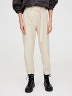 Pull and Bear spodnie cargo kieszenie bojówki utility pasek cygaretki boho