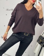 SWETER DEKOLT V CLASSIC BASIC BRĄZ