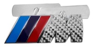 EMBLEMAT ZNACZEK NA BŁOTNIK KLAPĘ BMW M-POWER 45x15mm srebrny połysk MAT