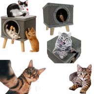 Drapak dla Kota Legowisko Domek dla Kotów Budka Posłanie Stabilny + Zabawka