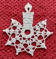 zawieszka świeczka, wysokość 11,5 cm, szerokość 9,5 cm, kol. biały