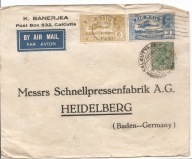 INDIE CALCUTTA -koperta firmowa -obieg NIEMCY 1933 rok lotnicza