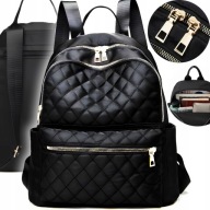 PLECAK DAMSKI PIKOWANY CZARNY ZŁOTY WODOODPORNY 3 KOMORY ZŁOTE STYLOWY