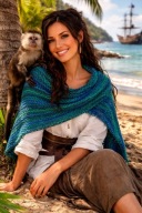 PRZEPIĘKNA DUŻA WEŁNIANA MIĘKKA CIEPŁA 'PIRACKA' CHUSTA_NARZUTKA_NA PREZENT