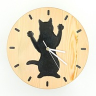 Drewniany zegar ścienny, nowoczesny zegar do salonu, zegar ścienny czarny