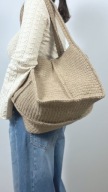Jute Form Tote - duża torba z juty szydełkowa damska