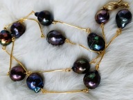 Czarne perły naturalne , czarne perły Kasumi srebro 925 pozłacane