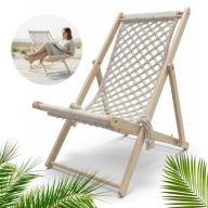 LEŻAK DREWNIANY OGRODOWY PLAŻOWY BOHO SKŁADANY MOCNY