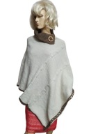 PONCZO mocne z wełną warkoczem