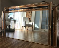 Lustro duże art deco 1980r kryształowe luksusowe złota ramka