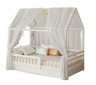 Baldachim do łóżka HOTUT 2-częściowy 350cm x 150cm biały DOSTAWA GRATIS