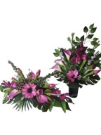 Komplet cmentarz wiosna tulipany kalie róże malina