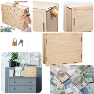 SKARBONKA WYKREŚLANA DREWNIANA 50000zł KŁÓDKA DLA NIEJ DLA NIEGO WALENTYNKI