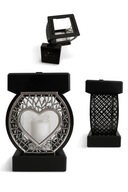 Znicz Kapliczka HK-77 Koło Ramka Serce Czarny Srebrny HOLVER 27 cm