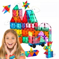 ZESTAW DUŻE KLOCKI MAGNETYCZNE KONSTRUKCYJNE 3D PANELE MAGNETIC TILES 70 EL