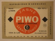 ETYKIETA - PIWO JASNE LEKKIE - ZDRÓJ - BROWAR w WYSZKOWIE - WYSZKÓW