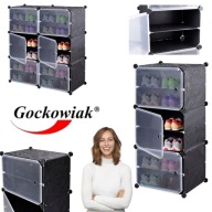 SZAFKA PÓŁKA REGAŁ ORGANIZER NA BUTY OBUWIE MODUŁOWY CZARNY WYSOKI WĄSKI