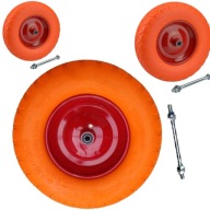 KOŁO DO TACZKI MOCNE PEŁNE 4.00-8 MOCNE BEZDĘTKOWE PU + OŚKA NIEPRZEBIJALNE