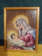 Obrazek Matka Boska z Dzieciątkiem haft krzyżykowy