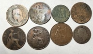zestaw monet brąz XVIII XIX XX wiek każda inna 8 szt.