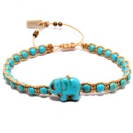 Bransoletka NA SZCZĘŚCIE ze słoniem Howlit turkusowy