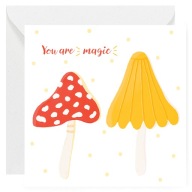 Kartka okolicznościowa z Podziękowaniami - Grzybki Magia - 14x14 cm