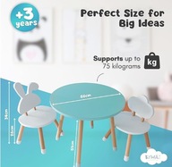 Stolik dziecięcy okrągły + 2 krzesełka KYWAI drewniany