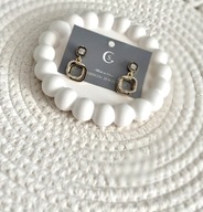 Kolczyki wiszące złoto czarne kwadraty cyrkoniami stal chirurgiczna