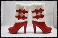 Czerwono - białe, śliczne kozaki na obcasie, rozmiar 39