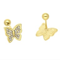 63717 Kolczyki złota stal chirurgiczna piercing motylki