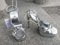 ASOS nr 38/5UK srebrne eleganckie sandały platformy na szpilce nowe