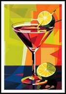A2 PLAKAT DO KUCHNI JADALNI RESTAURACJI KIELISZEK CZERWONY DRINK LIMONKA