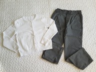 Cool Club sweterek biały spodnie czarne w kropki nowe roz 128