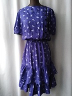 Sukienka fioletowa z falbanami i z paskiem-XS/S