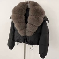 Damska kurtka puchowa z naturalnym futrem lisa