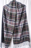 Szal z frędzlami germany nowa wełna,kratka 178x37