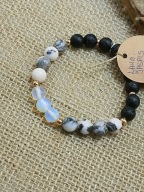 Bransoletka Kamienie naturalne Opal Jaspis Lawa Hematyt do aromaterapii