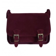 Zamszowa listonoszka ,chlebak Vera Pelle ,pojemna przewieszka A5 Bordowa