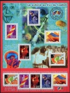 Francja 2001 Znaczki Ark 3561-5 ** nauka kosmos Einstein medycyna biologia